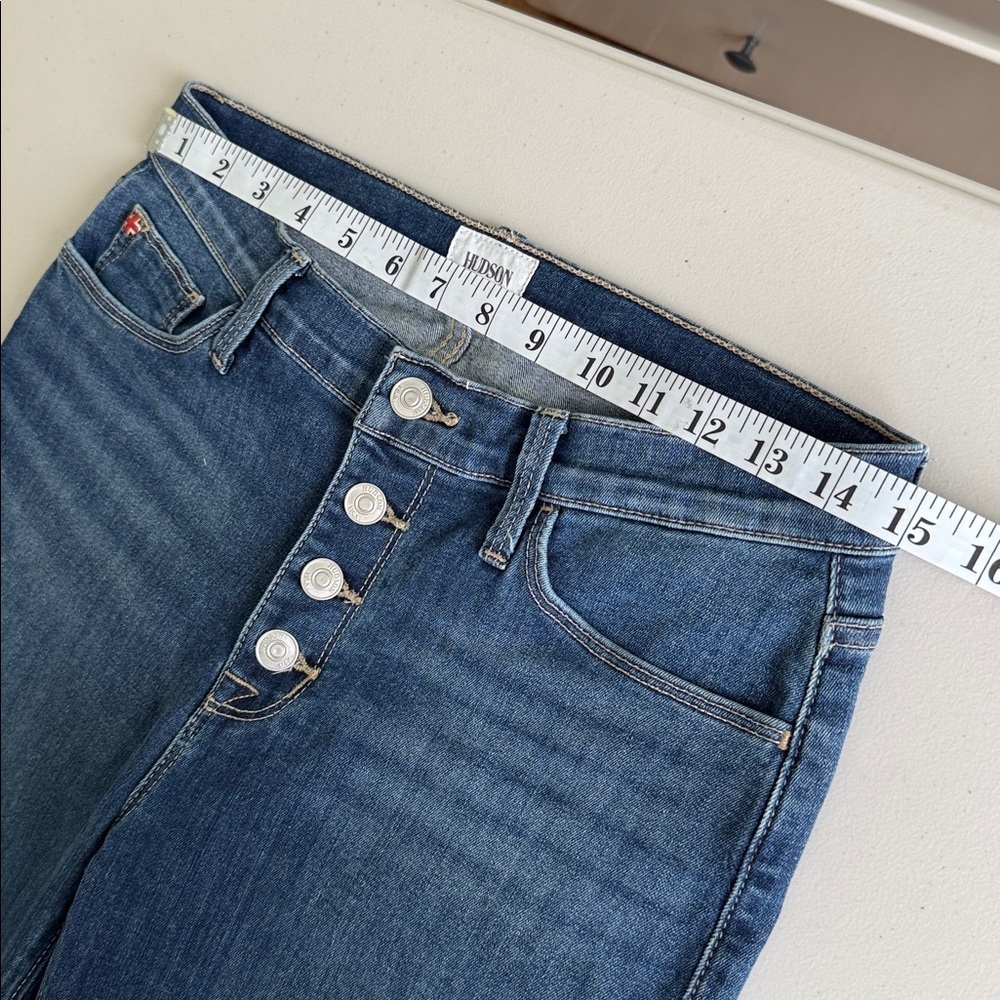 Hudson Natalie High‑Rise Ankle Jeans Raw Hem Medium Wash Size 28 - Picture 9 of 16
